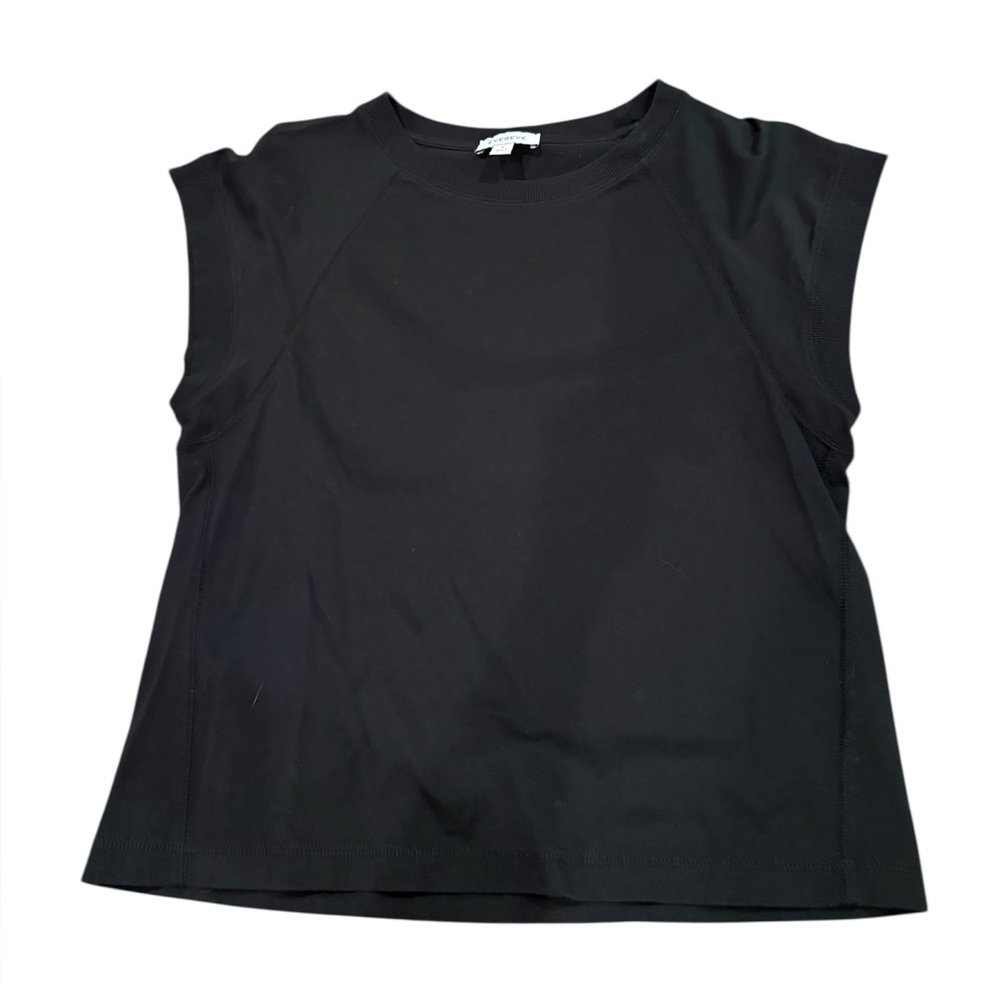 Evereve Black Cap-Sleeve Crewneck Tank
